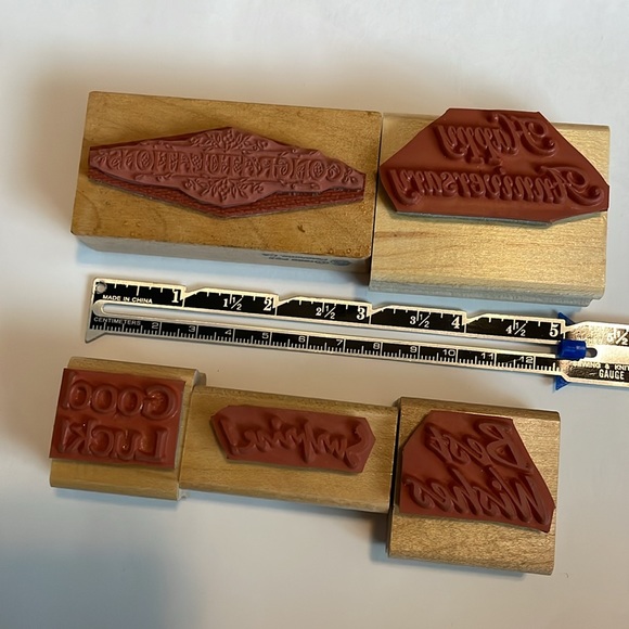 Set of 5 Greeting Card stamp Sayings, Congratulations, Happy Anniversary - Picture 5 of 5